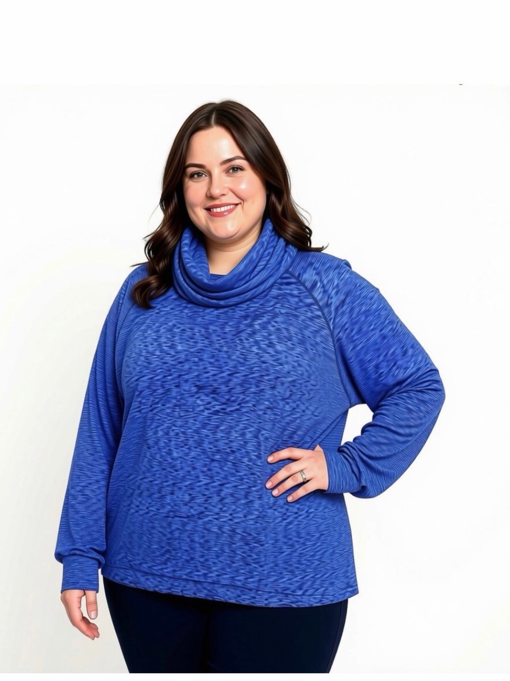 tek gear Plus-Size Cowl Neck Pullover Sweater / Athletic Sweatshirt Blue Violet